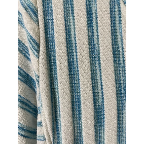 Soft Surroundings Blue Striped Briza Top Tunic XS Pockets Pullover 3D Knit Beach - Picture 7 of 7